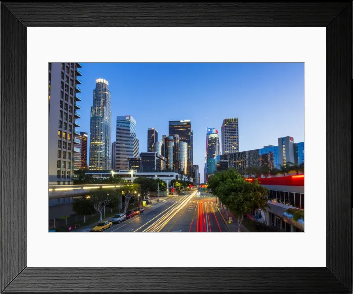 Framed Print : Downtown financial district of Los Angeles city at night, Los Angeles, California Framed Print : Downtown financial district of Los Angeles city at night, Los Angeles, California