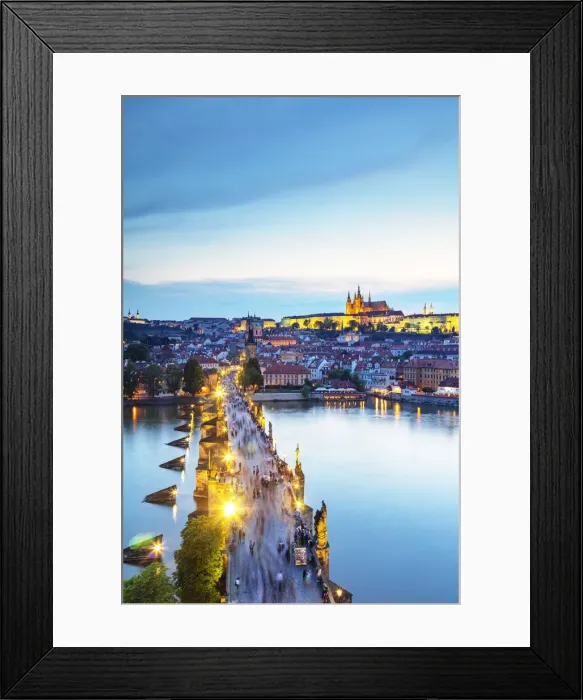 Framed Print : Charles Bridge, Prague Castle and St. Vitus Cathedral, Prague, UNESCO World Heritage Site