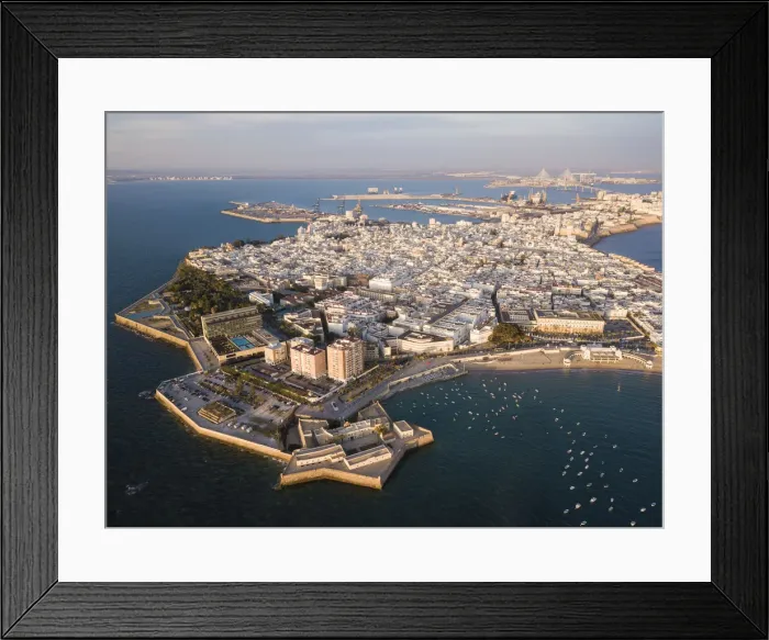 Framed Print : Aerial view, by drone, of Cadiz, Andalucia, Spain, Europe Framed Print : Aerial view, by drone, of Cadiz, Andalucia, Spain, Europe