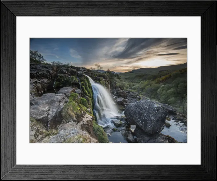Framed Print : Sunset at the Loup o Fintry waterfall near the village of Fintry, Stirlingshire, Scotland Framed Print : Sunset at the Loup o Fintry waterfall near the village of Fintry, Stirlingshire, Scotland