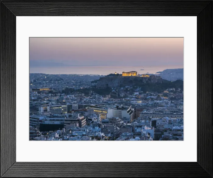 Framed Print : View over Athens and The Acropolis at sunset from Likavitos Hill, Athens, Attica Region Framed Print : View over Athens and The Acropolis at sunset from Likavitos Hill, Athens, Attica Region