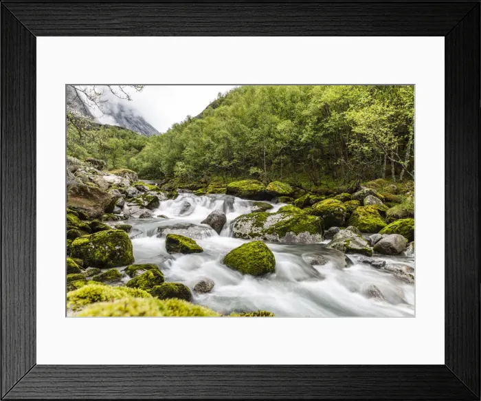 Framed Print : Snowmelt river running strongly in Briksdal Valley, Olden, Norway, Scandinavia, Europe Framed Print : Snowmelt river running strongly in Briksdal Valley, Olden, Norway, Scandinavia, Europe