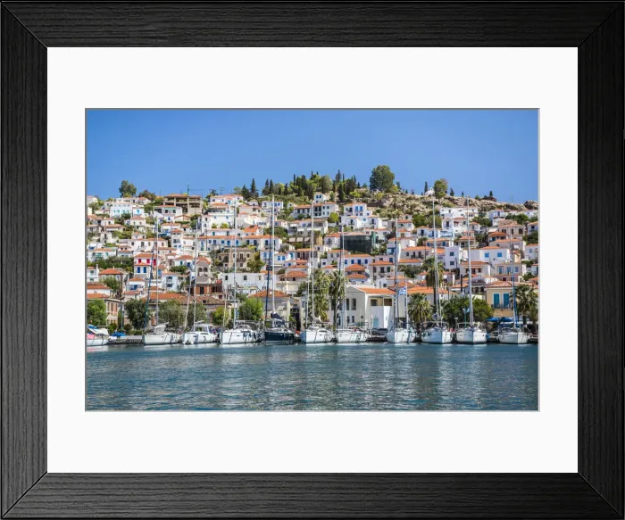 Framed Print : Sailing boats in Poros Island port, Saronic Island, Aegean Coast, Greek Islands, Greece Framed Print : Sailing boats in Poros Island port, Saronic Island, Aegean Coast, Greek Islands, Greece