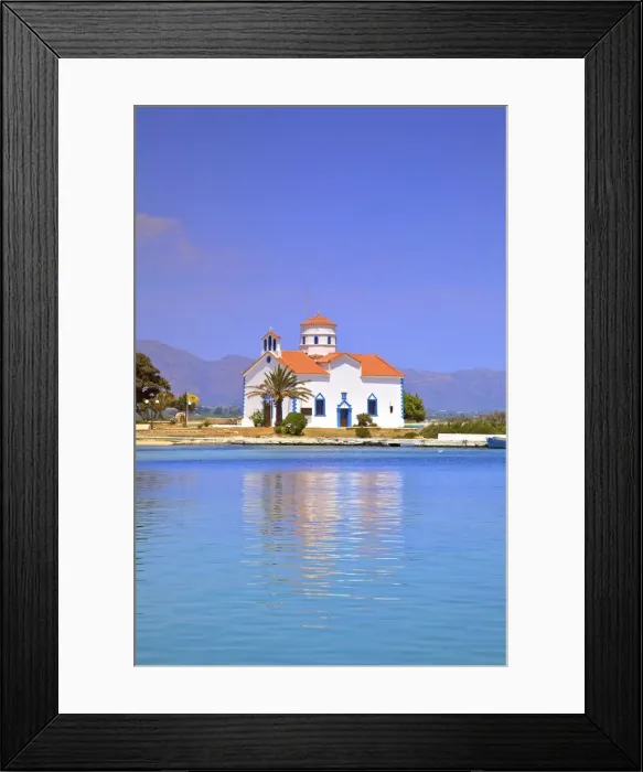 Framed Print : The Harbour and Agios Spyridon Church, Elafonisos Island, Laconia, The Peloponnese Framed Print : The Harbour and Agios Spyridon Church, Elafonisos Island, Laconia, The Peloponnese