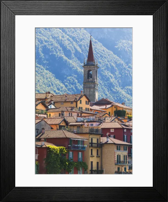 Framed Print : Old town and bell tower, Varenna, Lake Como, Lecco province, Lombardy, Italian Lakes Framed Print : Old town and bell tower, Varenna, Lake Como, Lecco province, Lombardy, Italian Lakes