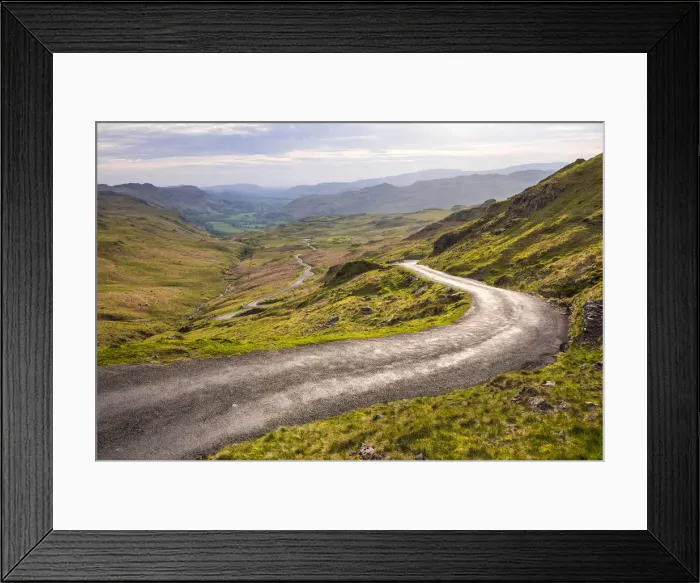 Framed Print : Hardknott Pass in Lake District National Park, UNESCO World Heritage Site, Cumbria Framed Print : Hardknott Pass in Lake District National Park, UNESCO World Heritage Site, Cumbria