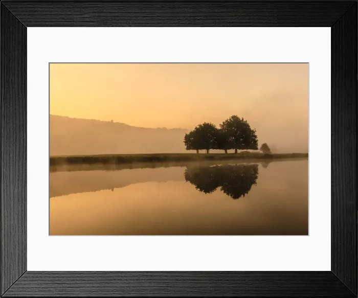 Framed Print : Reflections in River Derwent, dawn and autumn mist, Chatsworth Park, Peak District National Park Framed Print : Reflections in River Derwent, dawn and autumn mist, Chatsworth Park, Peak District National Park