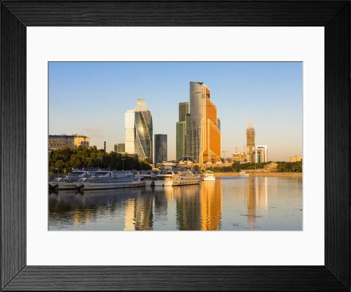 Framed Print : Skyscrapers in business center of Presnensky District, beside the Moscow River, Moscow