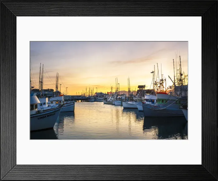 Framed Print : Sunset over Yachts at Fishermans Wharf, San Francisco, California, United States of America Framed Print : Sunset over Yachts at Fishermans Wharf, San Francisco, California, United States of America