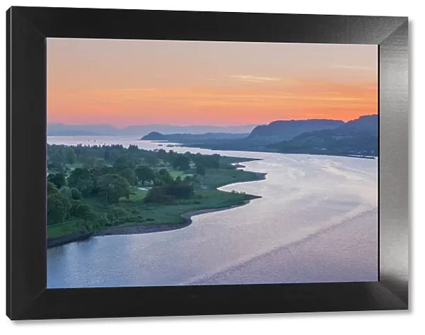 Dusk over River Clyde viewed from the Erskine Bridge, Scotland, United Kingdom, Europe