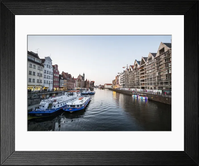 Framed Print : Hanseatic league houses on the Motlawa river at sunset, Gdansk. Poland Framed Print : Hanseatic league houses on the Motlawa river at sunset, Gdansk. Poland