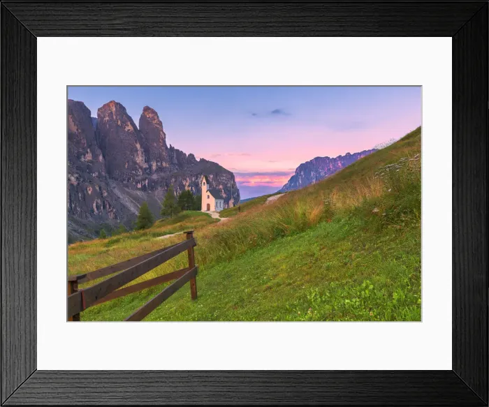 Framed Print : San Maurizio Chapel. Gardena Pass, Gardena Valley, Dolomites, South Tyrol, Italy, Europe Framed Print : San Maurizio Chapel. Gardena Pass, Gardena Valley, Dolomites, South Tyrol, Italy, Europe