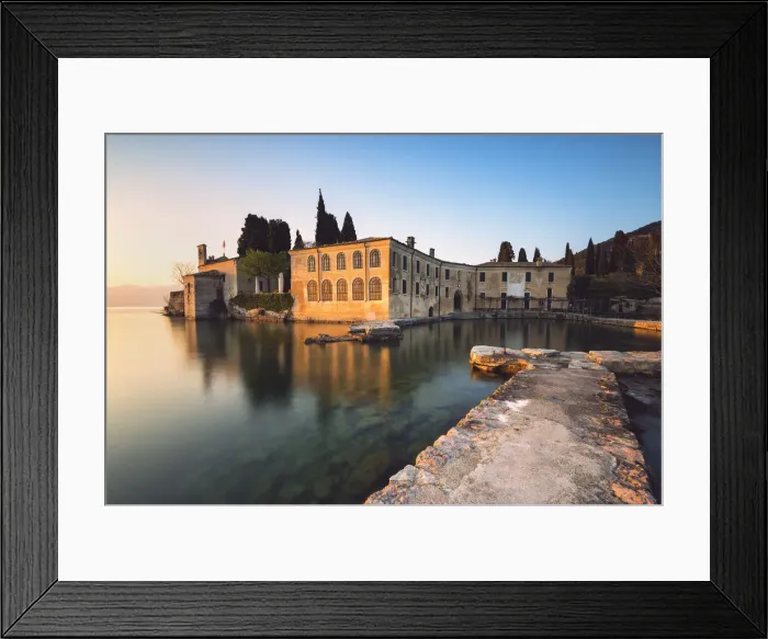 Framed Print : Punta San Vigilio at sunset, a beautiful resort on Lake Garda, Verona, Bardolino, Italy Framed Print : Punta San Vigilio at sunset, a beautiful resort on Lake Garda, Verona, Bardolino, Italy