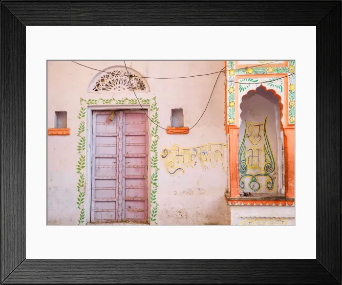 Framed Print : India, Rajasthan. Pushkar, Colourful buildings in bazaar Framed Print : India, Rajasthan. Pushkar, Colourful buildings in bazaar