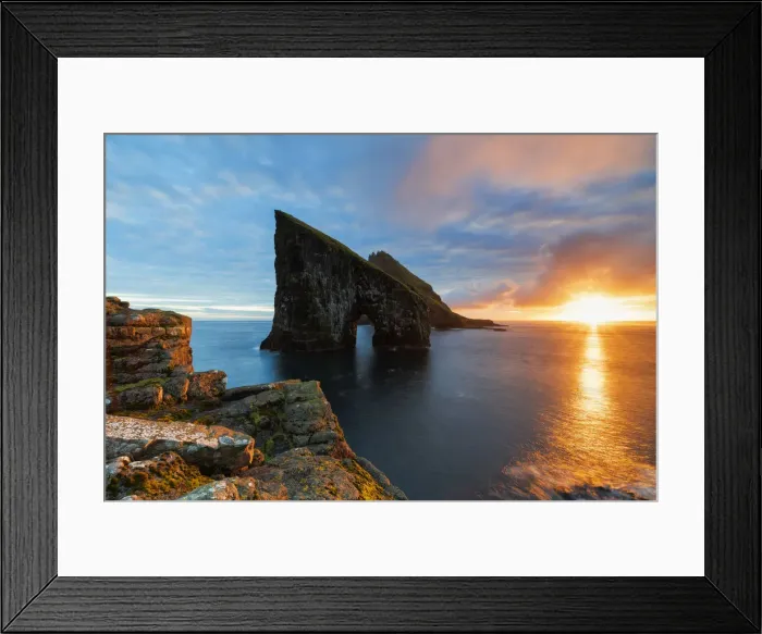 Framed Print : Drangarnir at sunset, Vagar island, Faroe Islands, Denmark Framed Print : Drangarnir at sunset, Vagar island, Faroe Islands, Denmark