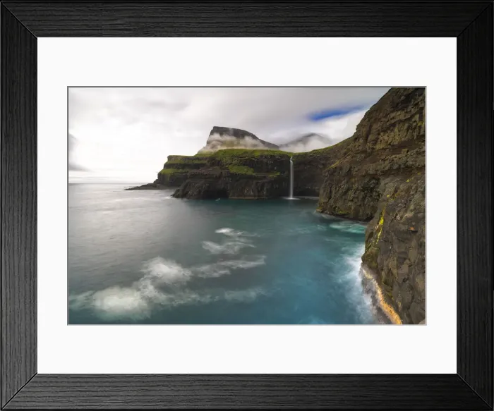 Framed Print : Waterfall of Gasadalur, Vagar island, Faroe Islands, Denmark Framed Print : Waterfall of Gasadalur, Vagar island, Faroe Islands, Denmark