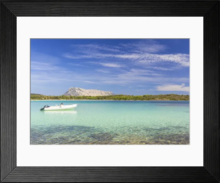 Framed Print : Moored boat at Cala Brandinchi, San Teodoro, Olbia Tempio province, Sardinia, Italy, Europe Framed Print : Moored boat at Cala Brandinchi, San Teodoro, Olbia Tempio province, Sardinia, Italy, Europe