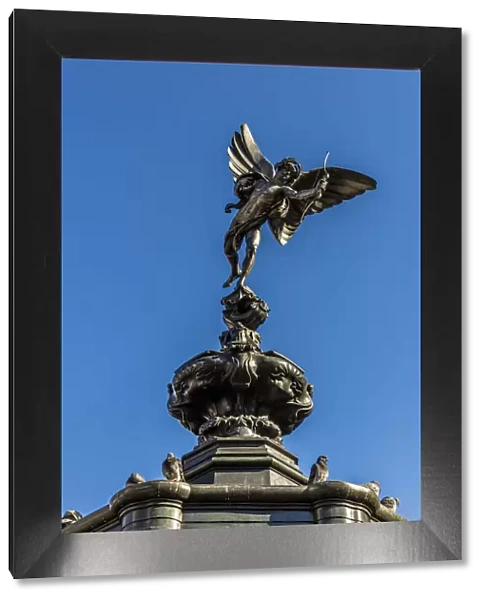 The winged statue of Anteros (known as Eros) on Piccadilly Circus in London, England
