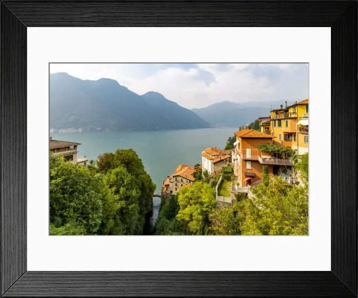 Framed Print : View of Lake Como from Nesso, Province of Como, Lake Como, Lombardy, Italy, Europe