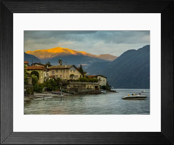 Framed Print : View of Lake Como from Lezzeno at dawn, Province of Como, Lake Como, Lombardy, Italy Framed Print : View of Lake Como from Lezzeno at dawn, Province of Como, Lake Como, Lombardy, Italy