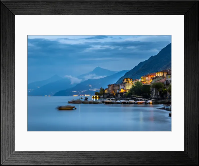 Framed Print : View of Lake Como from Lezzeno at dusk, Province of Como, Lake Como, Lombardy, Italy Framed Print : View of Lake Como from Lezzeno at dusk, Province of Como, Lake Como, Lombardy, Italy