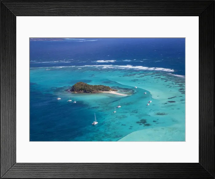 Framed Print : St Vincent and The Grenadines, Tobago Cays, Aerial view of Baradal Framed Print : St Vincent and The Grenadines, Tobago Cays, Aerial view of Baradal