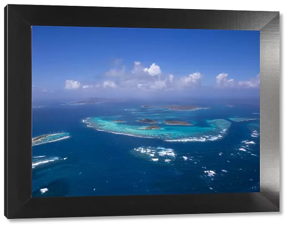 St Vincent and The Grenadines, Aerial view of the Tobago Cays a