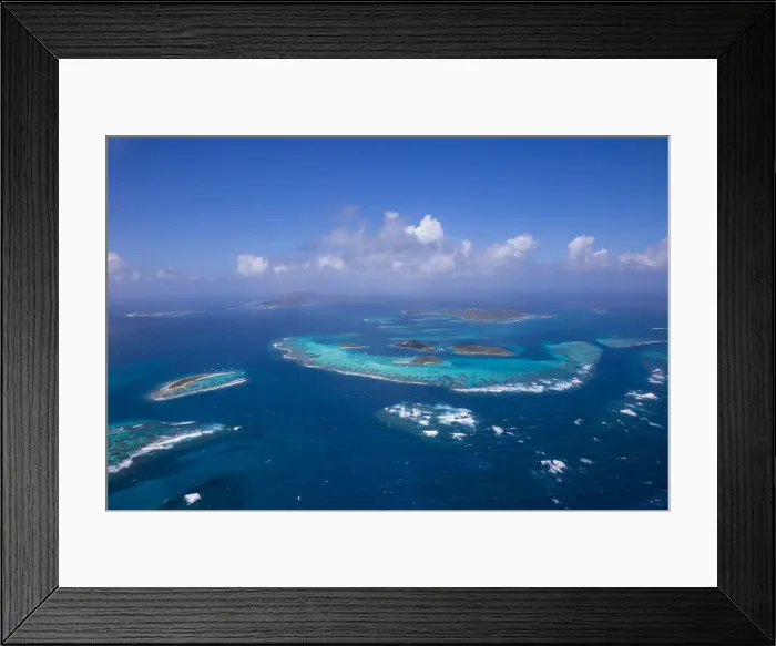 Framed Print : St Vincent and The Grenadines, Aerial view of the Tobago Cays a Framed Print : St Vincent and The Grenadines, Aerial view of the Tobago Cays a