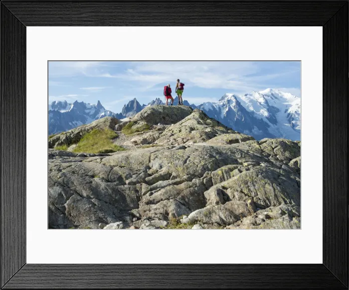 Framed Print : Mont Blanc range seen from the Tour du Mont Blanc trekking route near Lac Blanc in Framed Print : Mont Blanc range seen from the Tour du Mont Blanc trekking route near Lac Blanc in