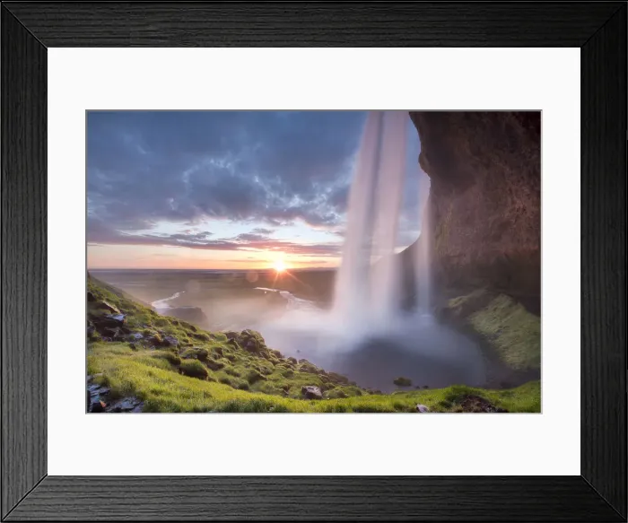 Framed Print : Selanjafoss during the last seconds of sunset in the summer of 2017 Framed Print : Selanjafoss during the last seconds of sunset in the summer of 2017
