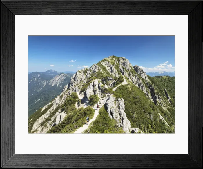 Framed Print : Hikers on Gratweg Trail from Heimgarten to Herzogstand Mountain, Upper Bavaria, Bavaria Framed Print : Hikers on Gratweg Trail from Heimgarten to Herzogstand Mountain, Upper Bavaria, Bavaria