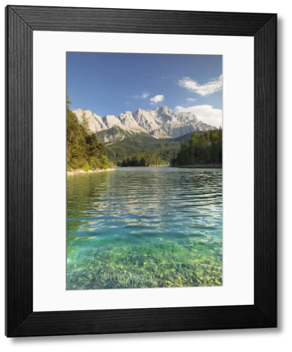 Framed Print : Eibsee Lake and Zugspitze Mountain, near Grainau, Werdenfelser Land range, Upper Bavaria
