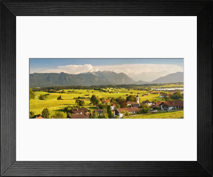 Framed Print : View from Aidlinger Hoehe over Aidling to Wettersteingebirge and Zugspitze mountain Framed Print : View from Aidlinger Hoehe over Aidling to Wettersteingebirge and Zugspitze mountain