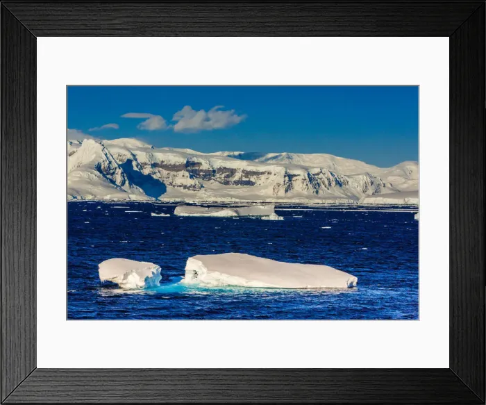 Framed Print : Scenic view of the glacial ice and floating icebergs in Antarctica Framed Print : Scenic view of the glacial ice and floating icebergs in Antarctica