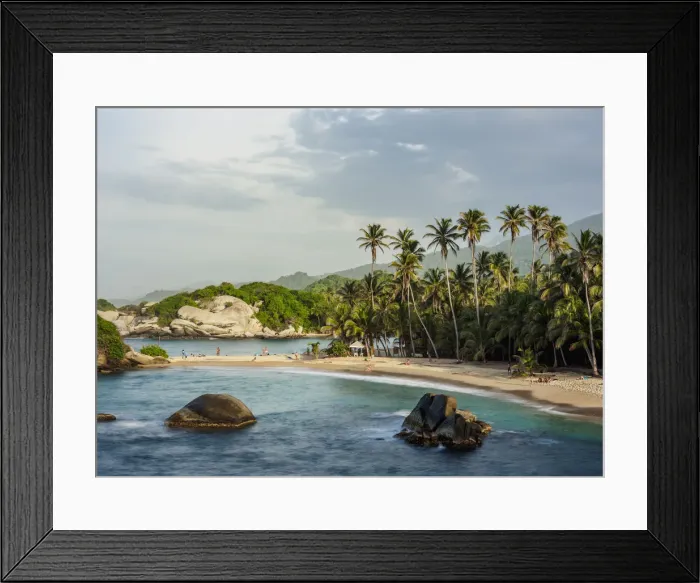 Framed Print : El Cabo San Juan del Guia beach, elevated view, Tayrona National Natural Park, Magdalena Department Framed Print : El Cabo San Juan del Guia beach, elevated view, Tayrona National Natural Park, Magdalena Department