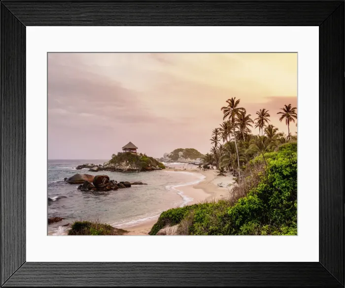 Framed Print : El Cabo San Juan del Guia beach at sunset, Tayrona National Natural Park, Magdalena Department Framed Print : El Cabo San Juan del Guia beach at sunset, Tayrona National Natural Park, Magdalena Department