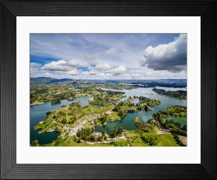Framed Print : Embalse del Penol, elevated view from El Penon de Guatape, Rock of Guatape, Antioquia Department Framed Print : Embalse del Penol, elevated view from El Penon de Guatape, Rock of Guatape, Antioquia Department