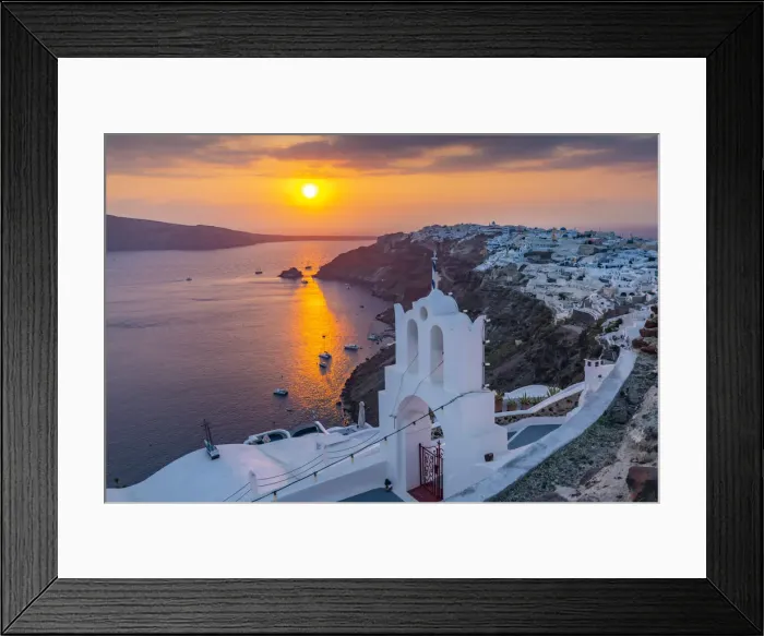 Framed Print : View of Oia village at sunset, Santorini, Aegean Island, Cyclades Island, Greek Islands Framed Print : View of Oia village at sunset, Santorini, Aegean Island, Cyclades Island, Greek Islands