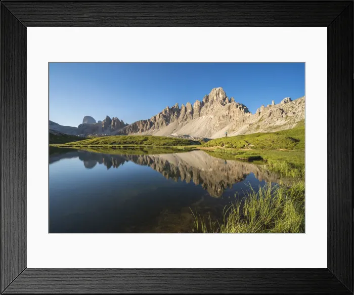 Framed Print : Reflection of Mount Paterno, Croda dei Piani and Croda di Toni on Piani Lakes in summer Framed Print : Reflection of Mount Paterno, Croda dei Piani and Croda di Toni on Piani Lakes in summer