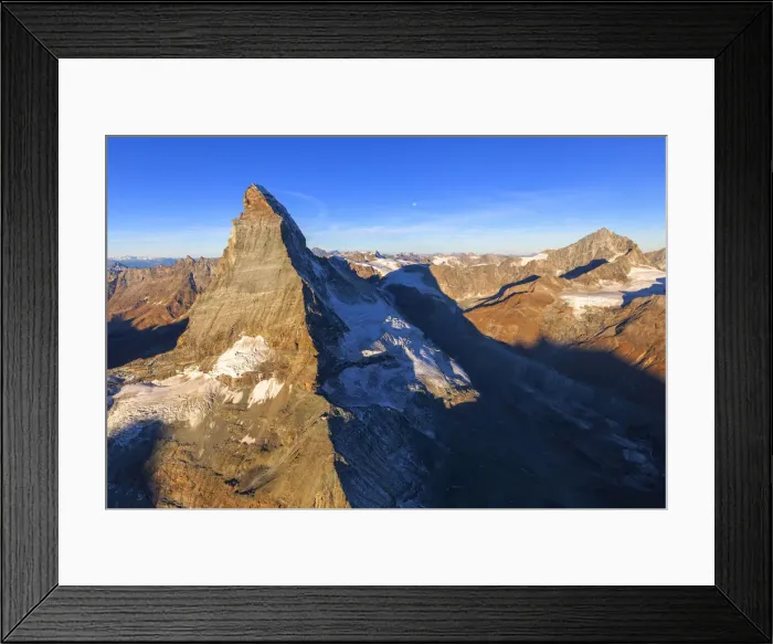 Framed Print : Aerial view of Matterhorn at sunrise. Zermatt, Canton of Valais, Switzerland, Europe Framed Print : Aerial view of Matterhorn at sunrise. Zermatt, Canton of Valais, Switzerland, Europe