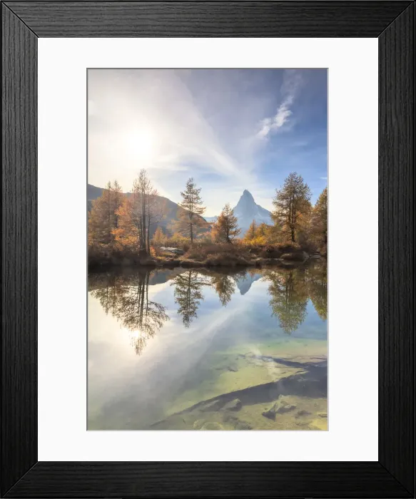 Framed Print : Autumn at Grindjisee Lake with Matterhorn in the background. Zermatt, Mattertal, Canton of Valais Framed Print : Autumn at Grindjisee Lake with Matterhorn in the background. Zermatt, Mattertal, Canton of Valais
