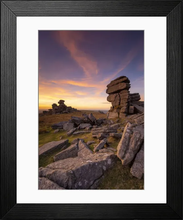 Framed Print : Beautiful winter sunlight falls on Great Staple Tor, Dartmoor National Park, Devon Framed Print : Beautiful winter sunlight falls on Great Staple Tor, Dartmoor National Park, Devon