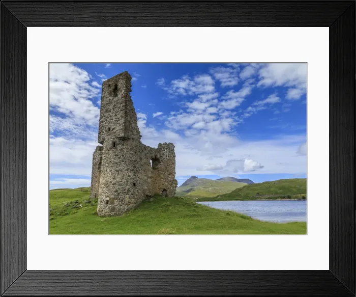 Framed Print : Ardvreck Castle, mountain landscape, Loch Assynt, Sutherland, Summer, Ullapool, Scottish Highlands Framed Print : Ardvreck Castle, mountain landscape, Loch Assynt, Sutherland, Summer, Ullapool, Scottish Highlands