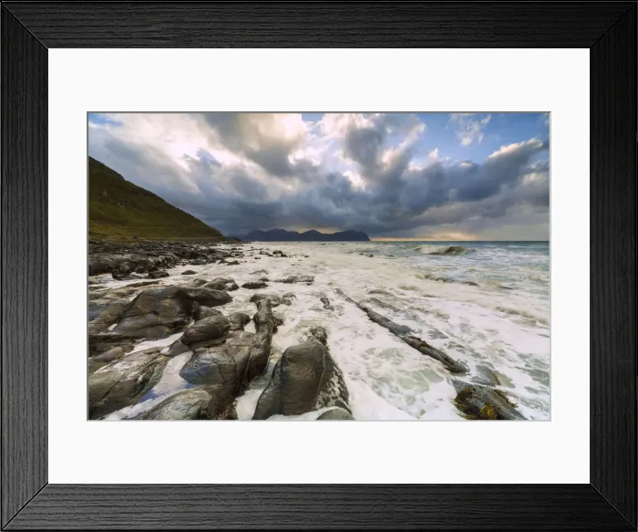 Framed Print : Clouds above the rough sea, Vikten, Flakstad municipality, Nordland, Lofoten Islands Framed Print : Clouds above the rough sea, Vikten, Flakstad municipality, Nordland, Lofoten Islands