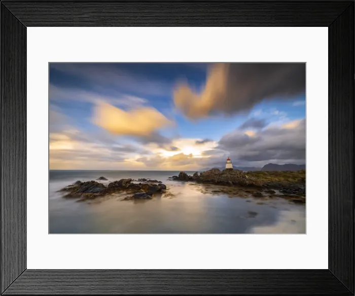 Framed Print : Sunset above the iconic lighthouse of Hovsund, Gimsoy, Nordland county, Lofoten Islands Framed Print : Sunset above the iconic lighthouse of Hovsund, Gimsoy, Nordland county, Lofoten Islands