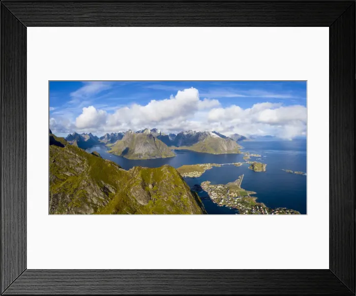 Framed Print : Panoramic aerial view of Reine Bay, Moskenes, Nordland, Lofoten Islands, Norway Framed Print : Panoramic aerial view of Reine Bay, Moskenes, Nordland, Lofoten Islands, Norway