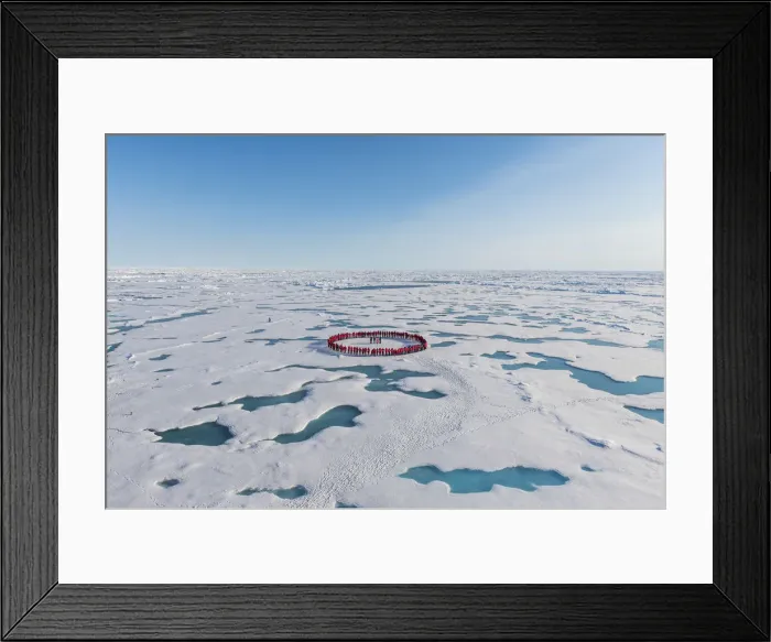 Framed Print : People forming a circle to memorise to have arrived on the North Pole, Arctic Framed Print : People forming a circle to memorise to have arrived on the North Pole, Arctic
