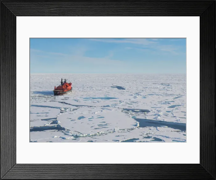 Framed Print : Aerial of the Icebreaker 50 years of victory on the North Pole through the window of a helicopter Framed Print : Aerial of the Icebreaker 50 years of victory on the North Pole through the window of a helicopter