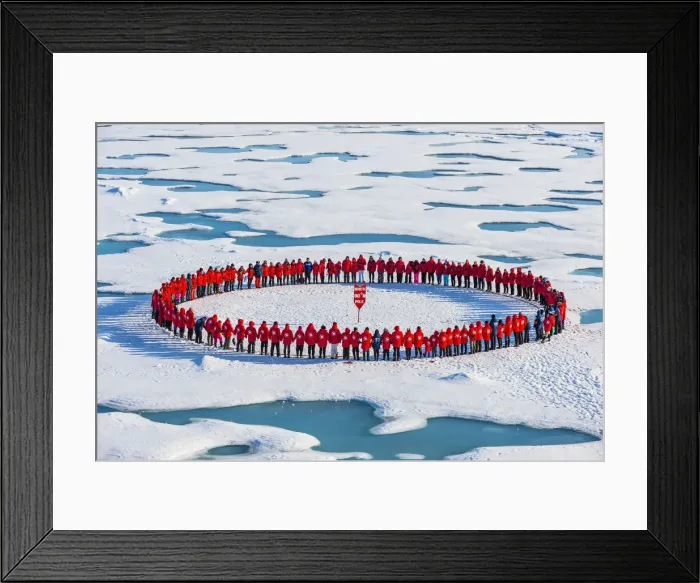 Framed Print : People forming a circle to memorise to have arrive on the North Pole, Arctic Framed Print : People forming a circle to memorise to have arrive on the North Pole, Arctic