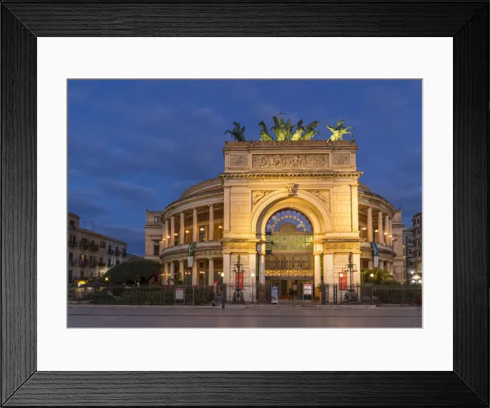 Framed Print : Politeama Theater during blue hour, Palermo, Sicily, Italy, Europe Framed Print : Politeama Theater during blue hour, Palermo, Sicily, Italy, Europe